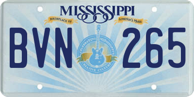 MS license plate BVN265