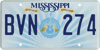 MS license plate BVN274