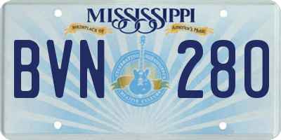MS license plate BVN280