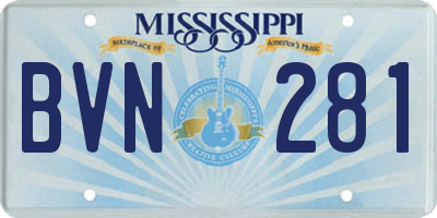 MS license plate BVN281