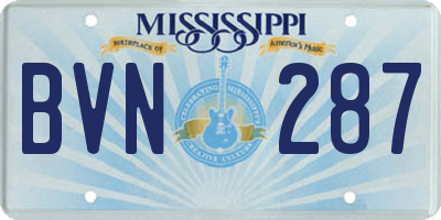 MS license plate BVN287
