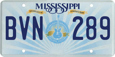 MS license plate BVN289