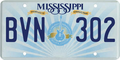 MS license plate BVN302