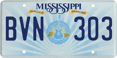 MS license plate BVN303