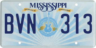 MS license plate BVN313