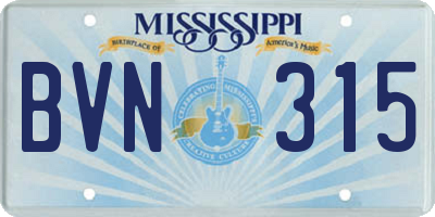 MS license plate BVN315