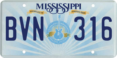 MS license plate BVN316