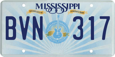 MS license plate BVN317