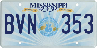 MS license plate BVN353