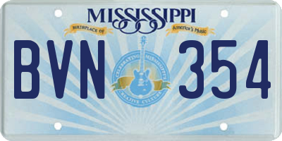 MS license plate BVN354