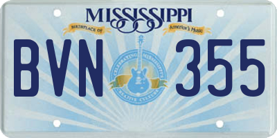 MS license plate BVN355