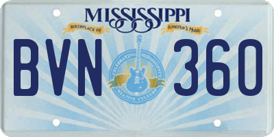 MS license plate BVN360
