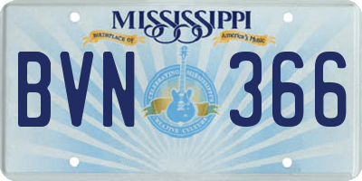 MS license plate BVN366