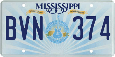 MS license plate BVN374