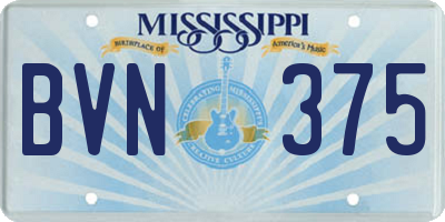MS license plate BVN375