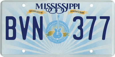 MS license plate BVN377