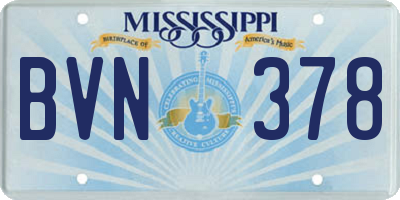 MS license plate BVN378