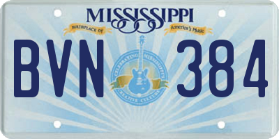 MS license plate BVN384