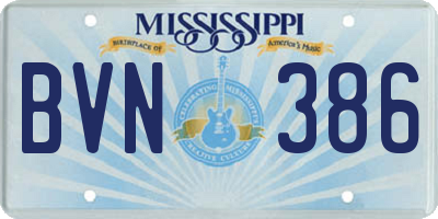 MS license plate BVN386