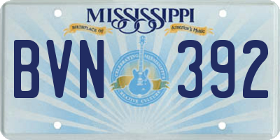 MS license plate BVN392