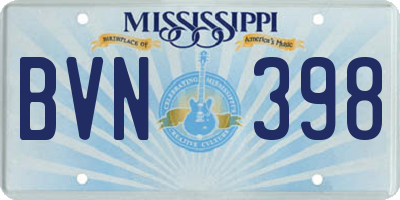 MS license plate BVN398