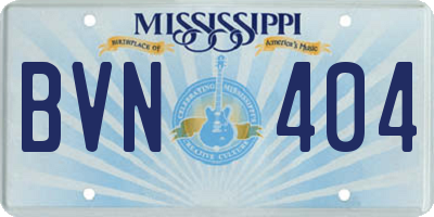 MS license plate BVN404