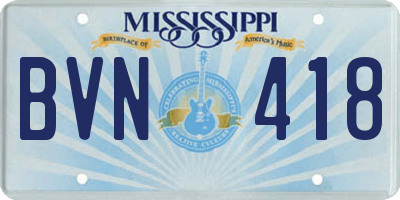 MS license plate BVN418