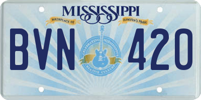 MS license plate BVN420