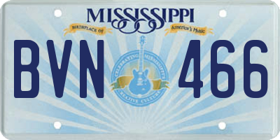 MS license plate BVN466