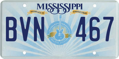 MS license plate BVN467