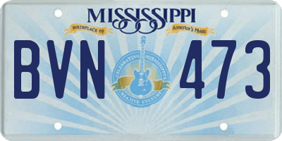 MS license plate BVN473