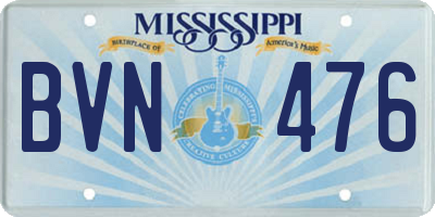 MS license plate BVN476