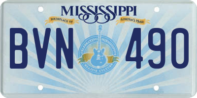 MS license plate BVN490