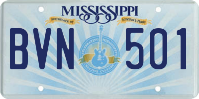 MS license plate BVN501