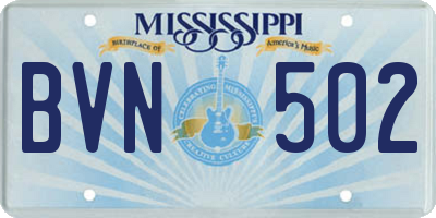 MS license plate BVN502