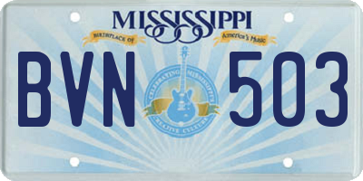 MS license plate BVN503