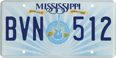 MS license plate BVN512