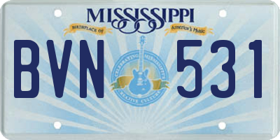 MS license plate BVN531