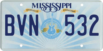 MS license plate BVN532