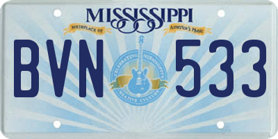 MS license plate BVN533