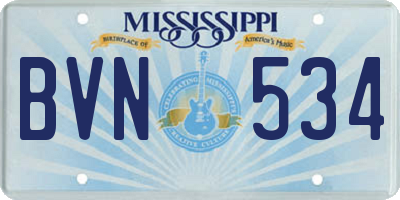 MS license plate BVN534