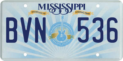MS license plate BVN536