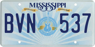 MS license plate BVN537