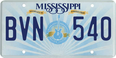 MS license plate BVN540