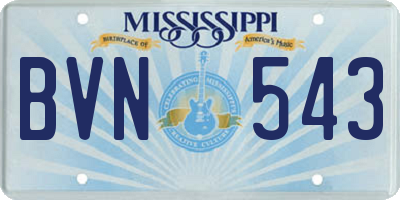 MS license plate BVN543