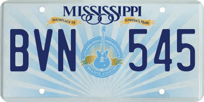 MS license plate BVN545