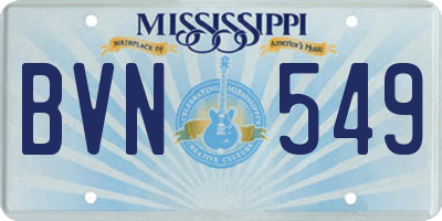 MS license plate BVN549