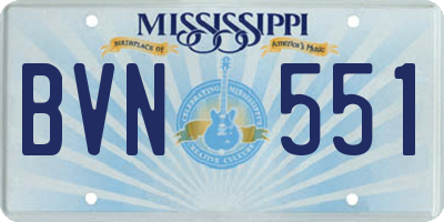 MS license plate BVN551