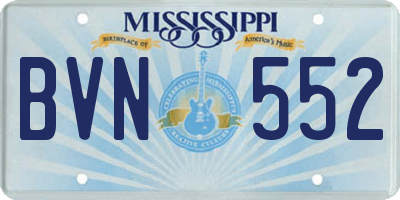 MS license plate BVN552