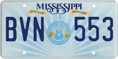 MS license plate BVN553